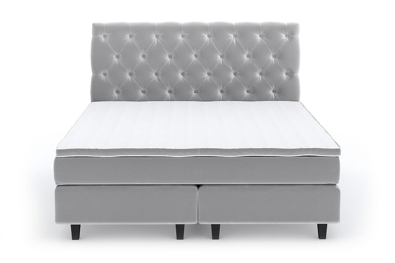 Hilton Luxury Velvet Sengepakke 210x210 - Lysegrå - Møbler - Senger - Komplett sengepakke
