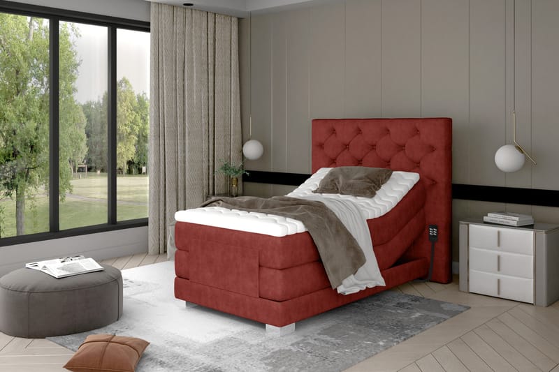 Clovera Sengepakke Kontinentalseng 90x200 cm Justerbar - Rød - Møbler - Senger - Regulerbar seng