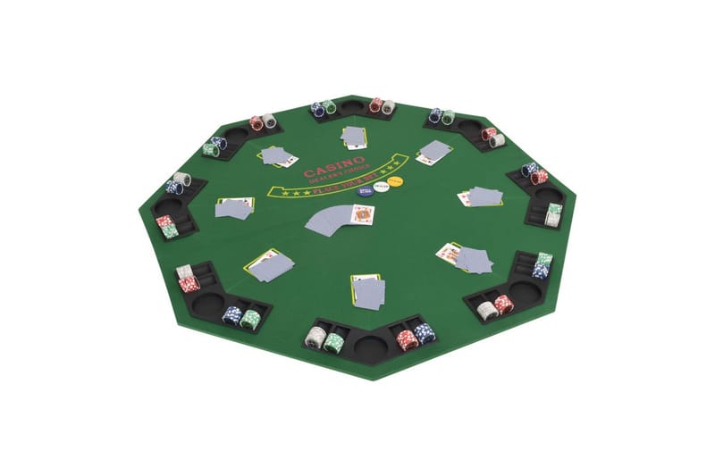 Pokerbordplate 8 spillere sammenleggbar 2 delt åttekantet - Møbler - Senger - Sengeramme & sengestamme