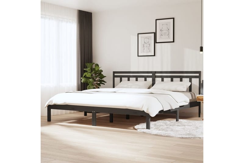 Sengeramme grå heltre 180x200 cm 6FT Super King - Grå - Møbler - Senger - Sengeramme & sengestamme