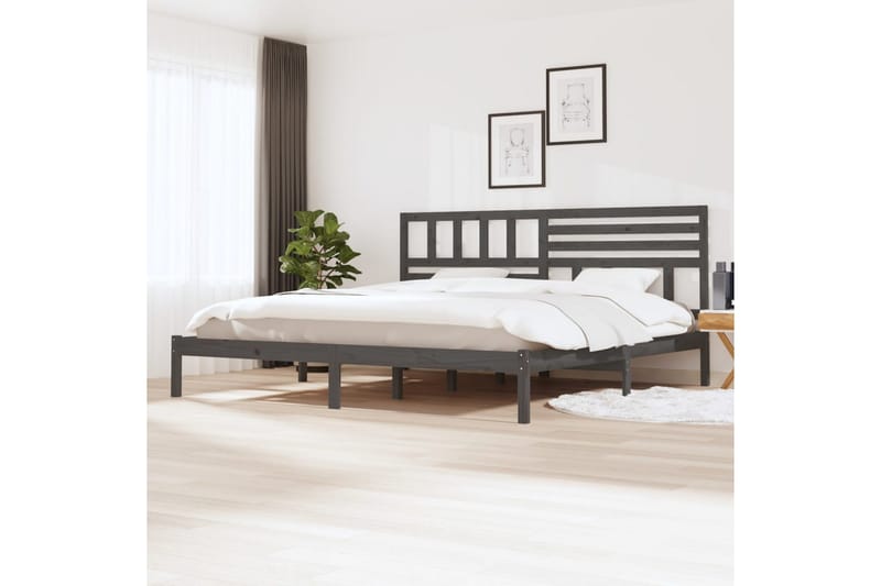 Sengeramme grå heltre furu 200x200 cm - Grå - Møbler - Senger - Sengeramme & sengestamme