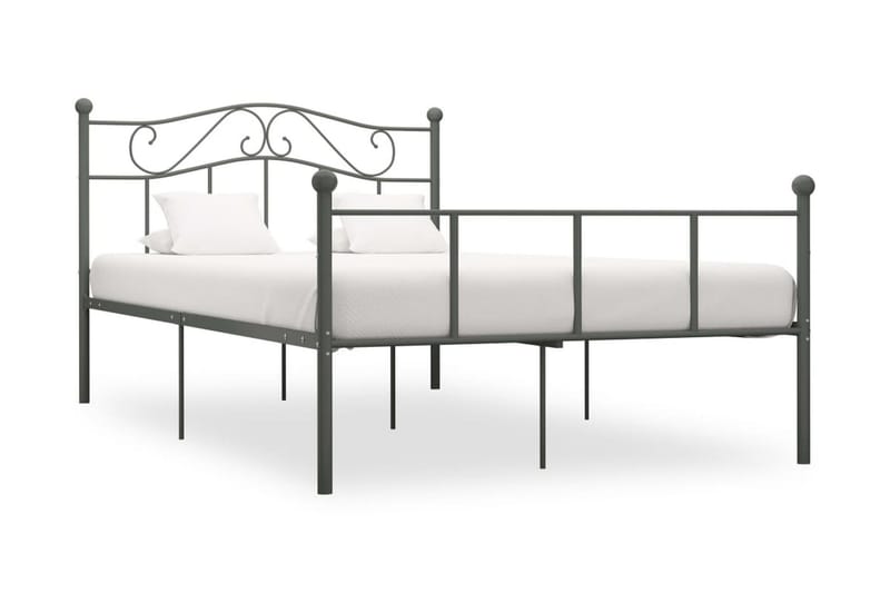 Sengeramme grå metall 160x200 cm - Grå - Møbler - Senger - Sengeramme & sengestamme