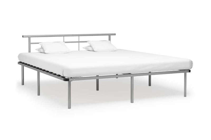 Sengeramme grå metall 200x200 cm - Grå - Møbler - Senger - Sengeramme & sengestamme