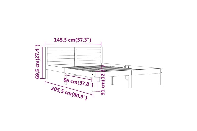 Sengeramme heltre furu 140x200 cm svart - Svart - Møbler - Senger - Sengeramme & sengestamme