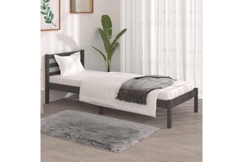 Sengeramme heltre furu 75x190 cm grå 2FT6 Small Single - Grå - Møbler - Senger - Sengeramme & sengestamme