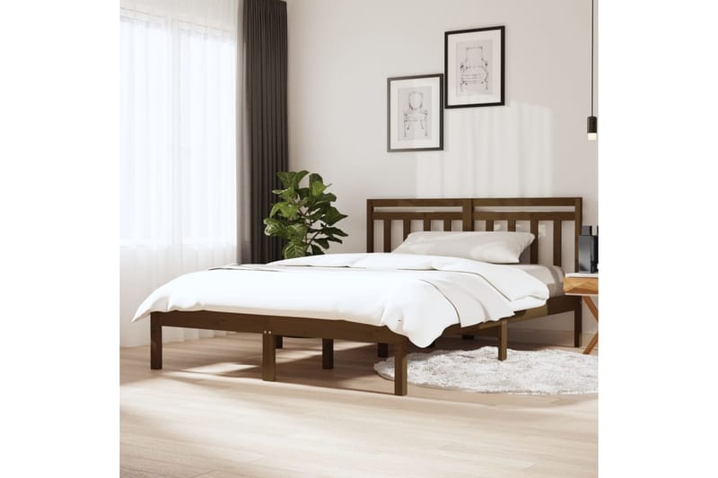 Sengeramme honningbrun heltre 120x190 cm 4FT Small Double - Brun - Møbler - Senger - Sengeramme & sengestamme