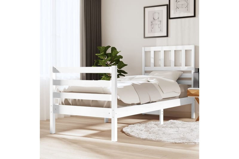 Sengeramme hvit heltre 100x200 cm - Hvit - Møbler - Senger - Sengeramme & sengestamme