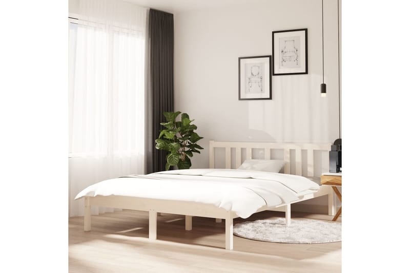 Sengeramme hvit heltre 135x190 cm 4FT6 Double - Hvit - Møbler - Senger - Sengeramme & sengestamme