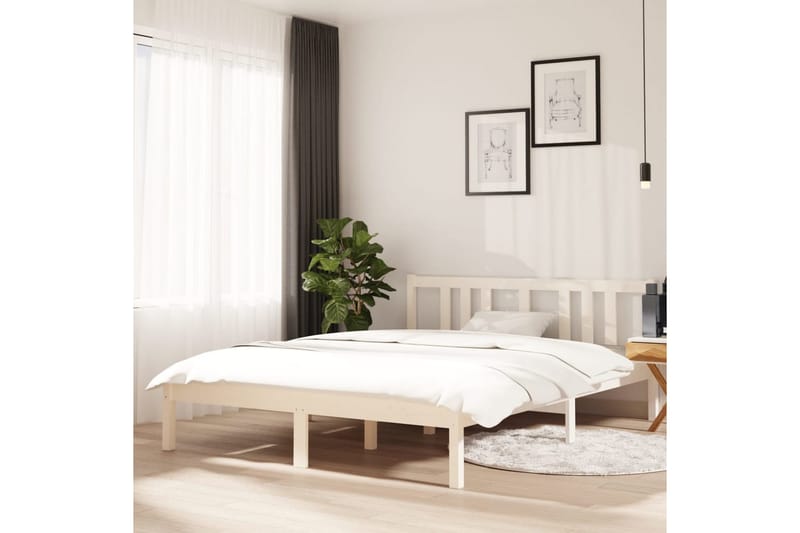 Sengeramme hvit heltre 140x190 cm - Hvit - Møbler - Senger - Sengeramme & sengestamme
