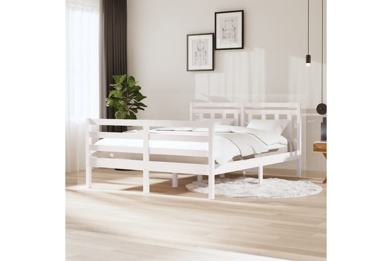 Sengeramme hvit heltre 140x200 cm - Hvit - Møbler - Senger - Sengeramme & sengestamme