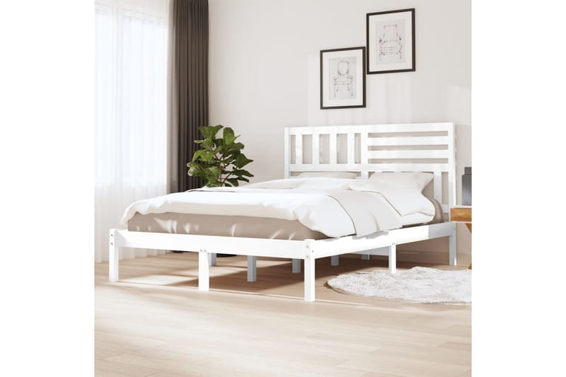 Sengeramme hvit heltre furu 140x190 cm - Hvit - Møbler - Senger - Sengeramme & sengestamme