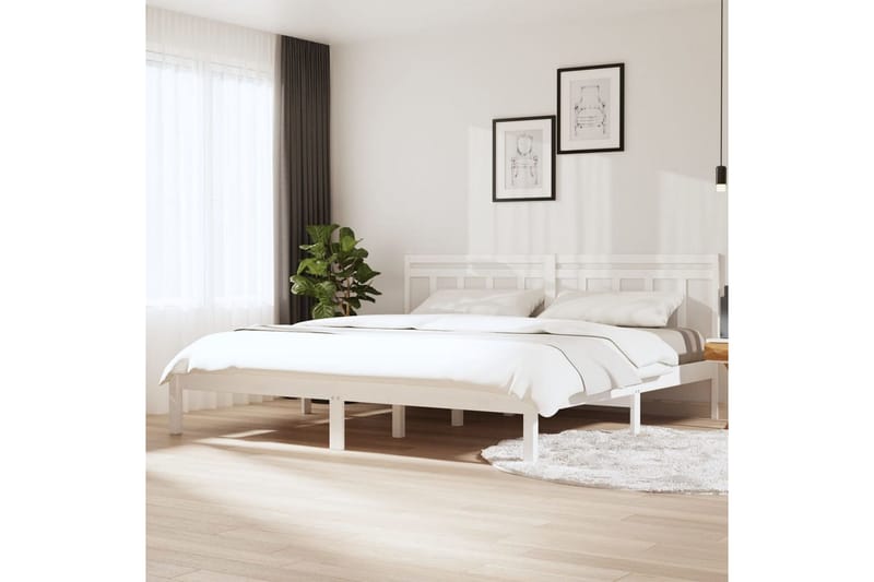 Sengeramme hvit heltre furu 160x200 cm - Hvit - Møbler - Senger - Sengeramme & sengestamme
