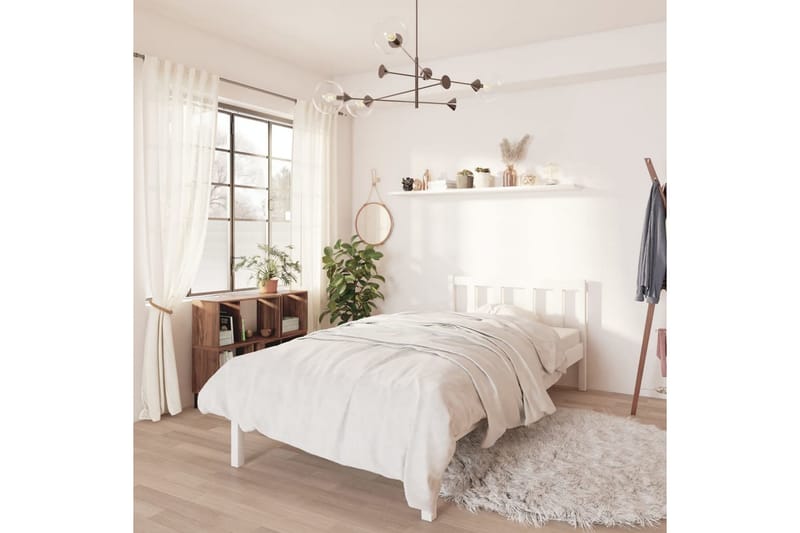 Sengeramme hvit heltre furu 75x190 cm UK Small Single - Hvit - Møbler - Senger - Sengeramme & sengestamme