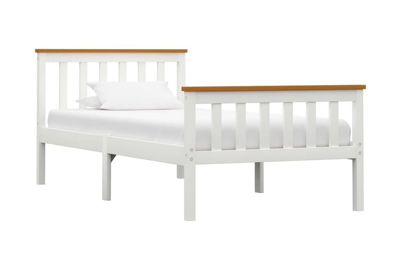 Sengeramme med 2 skuffer hvit heltre furu 100x200 cm - Hvit - Møbler - Senger - Sengeramme & sengestamme