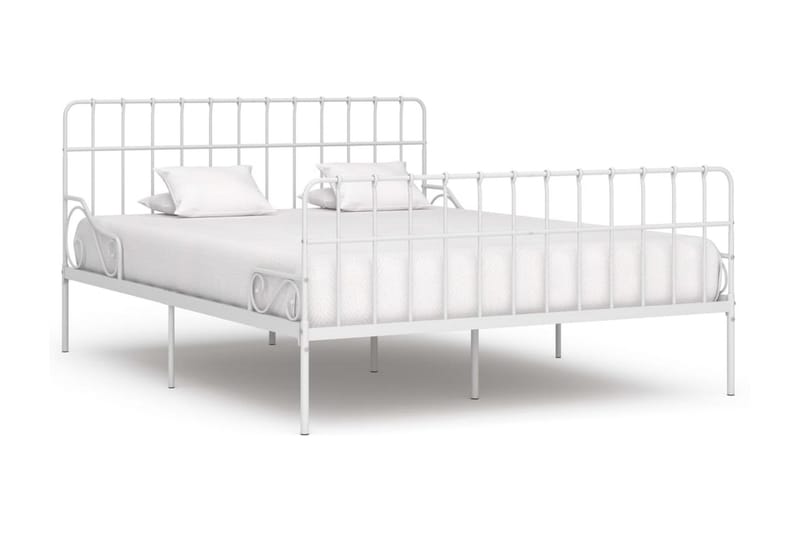 Sengeramme med spilebase hvit metall 200x200 cm - Møbler - Senger - Sengeramme & sengestamme