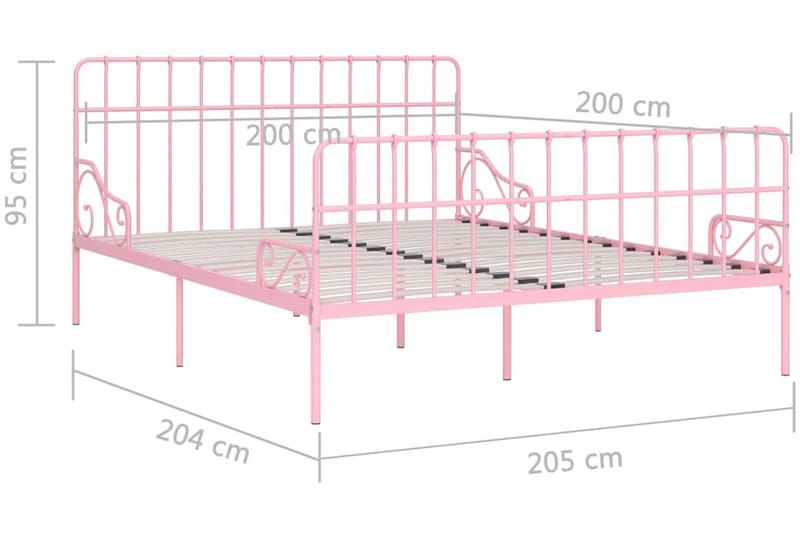 Sengeramme med spilebase rosa metall 200x200 cm - Møbler - Senger - Sengeramme & sengestamme