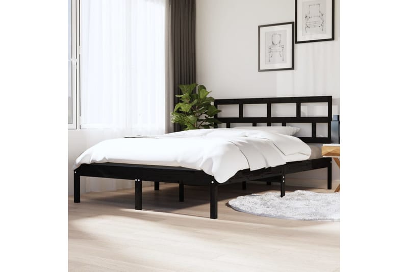 Sengeramme svart heltre 120x190 cm 4FT Small Double - Svart - Møbler - Senger - Sengeramme & sengestamme