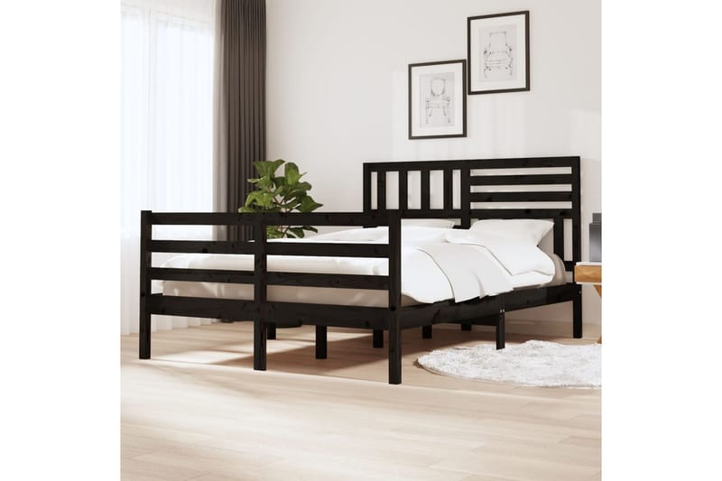 Sengeramme svart heltre 140x200 cm - Svart - Møbler - Senger - Sengeramme & sengestamme