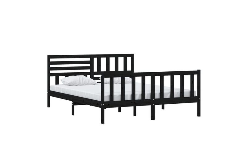 Sengeramme svart heltre 160x200 cm - Svart - Møbler - Senger - Sengeramme & sengestamme