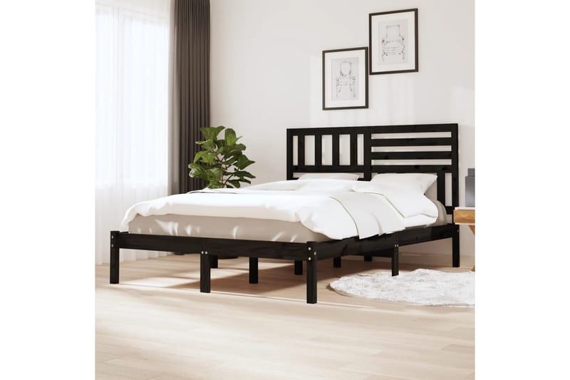 Sengeramme svart heltre furu 120x190 cm 4FT Small Double - Svart - Møbler - Senger - Sengeramme & sengestamme