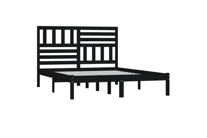 Sengeramme svart heltre furu 120x200 cm - Svart - Møbler - Senger - Sengeramme & sengestamme