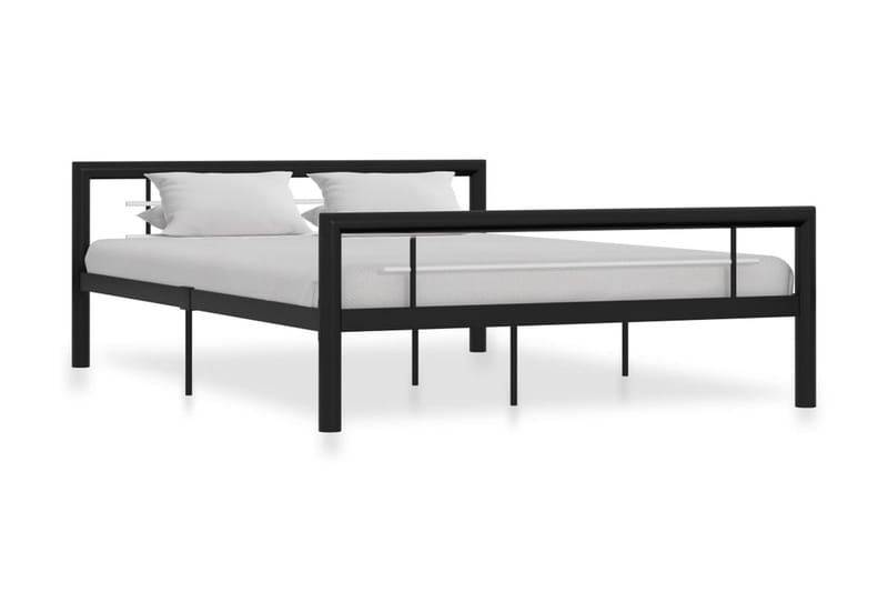 Sengeramme svart og hvit metall 140x200 cm - Svart - Møbler - Senger - Sengeramme & sengestamme
