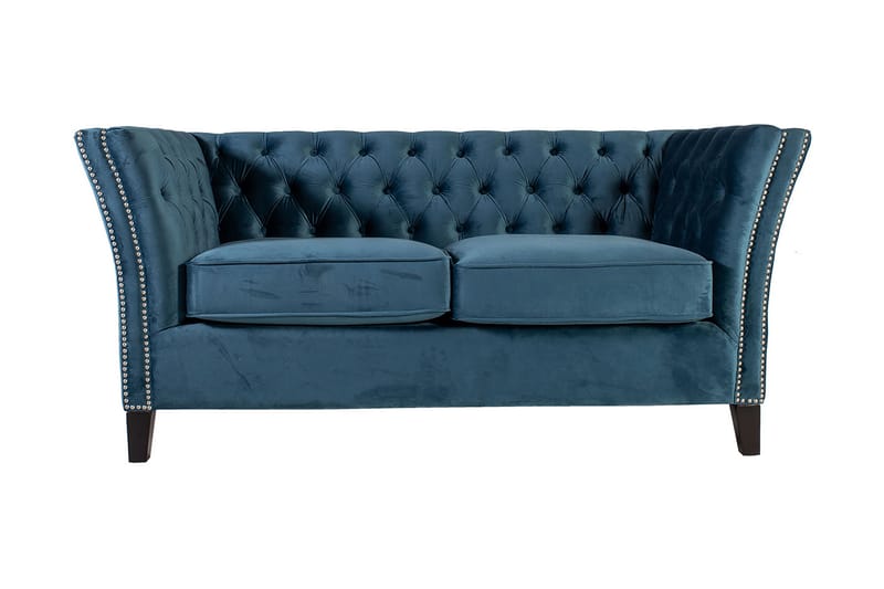 Sofa MAYERS 2-seters 165x86xH78cm fløyel sjøblå - Møbler - Sofaer - 2 seter sofa