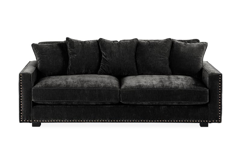 Manelen 3-seters Fløyelssofa - Mørkegrå/Svart - Møbler - Sofaer - 3 seters sofa