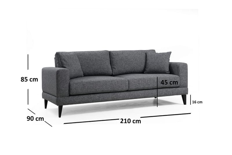 Selder 3-Seter Sofa - Grå - Møbler - Sofaer - 3 seters sofa