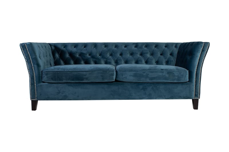 Sofa MAYERS 3-seter 210x86xH78 fløyel sjøblå - Møbler - Sofaer - 3 seters sofa