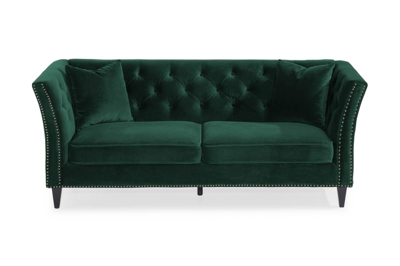 Charlene 3-seter Fløyelssofa - Mørkegrønn - Møbler - Sofaer - 3 seters sofa