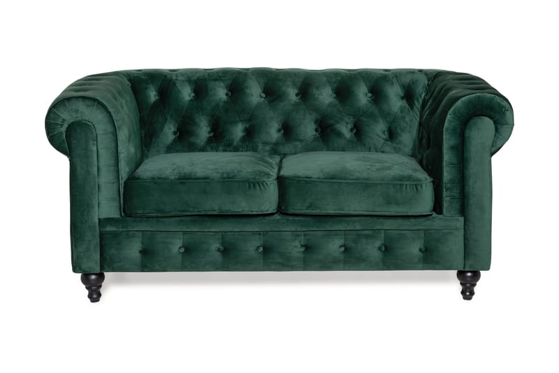 Chesterfield Lyx Fløyelssofa 2-seter - Mørkegrønn - Møbler - Sofaer - Howard sofa
