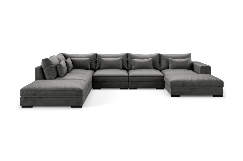 Dubai U-modulsofa med Divan Høyre Fløyel - Mørkegrå - Hagemøbler - Loungemøbler - Lounge sofa