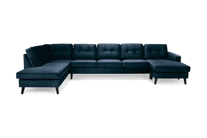 Monroe U-sofa Large med Divan Høyre Fløyel - Midnattsblå - Møbler - Sofaer - Hjørnesofaer