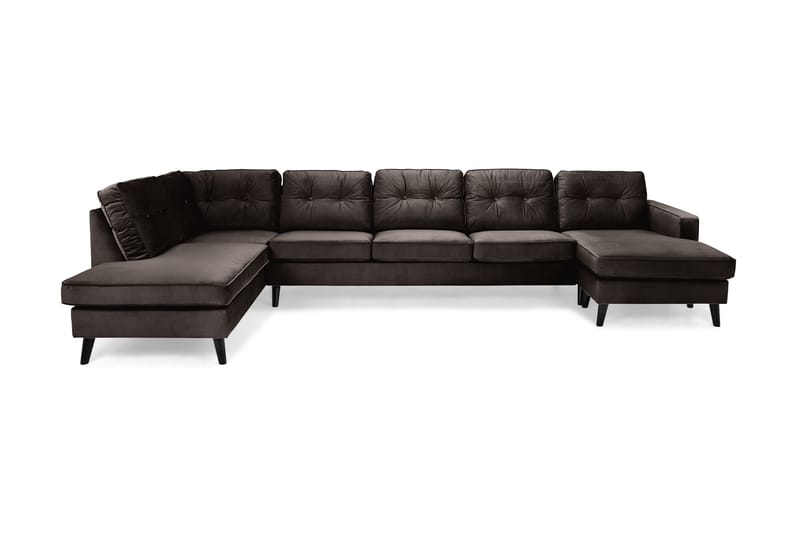 Monroe U-sofa Large med Divan Høyre Fløyel - Muldvarp - Møbler - Sofaer - U-sofa