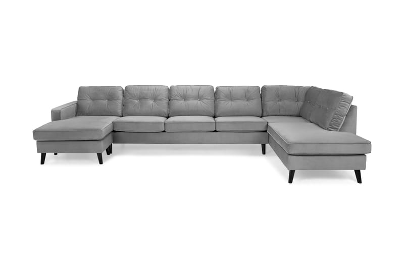 Monroe U-sofa Large med Divan Venstre Fløyel - Lysegrå - Møbler - Sofaer - Sofa med sjeselong