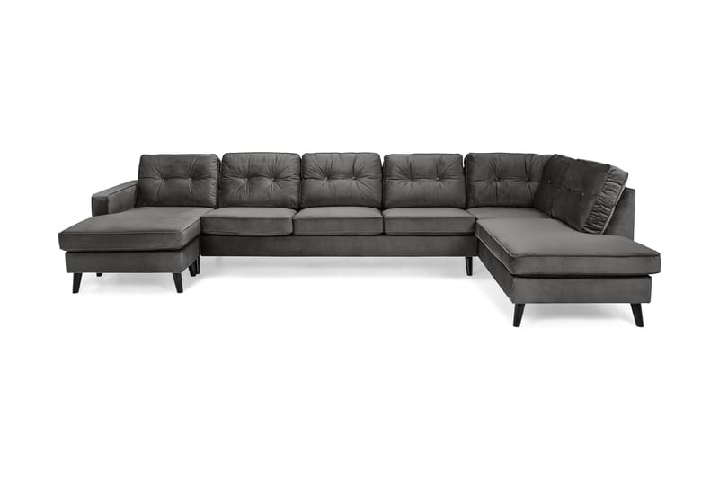 Monroe U-sofa Large med Divan Venstre Fløyel - Mørkegrå - Møbler - Sofaer - Fløyel sofaer