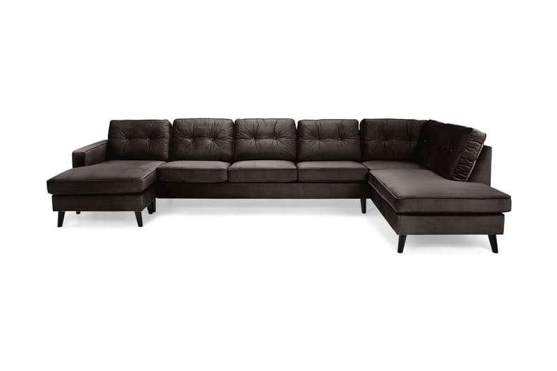 Monroe U-sofa Large med Divan Venstre Fløyel - Muldvarp - Møbler - Sofaer - U-sofa