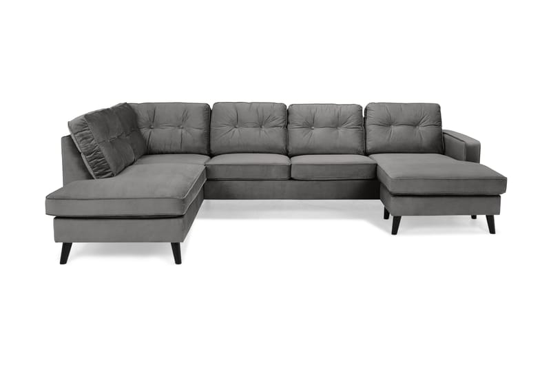 Monroe U-sofa med Divan Høyre Fløyel - Mørkegrå - Møbler - Sofaer - Sovesofaer