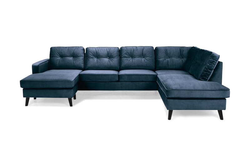 Monroe U-sofa med Divan Venstre Fløyel - Midnattsblå - Møbler - Sofaer - U-sofa