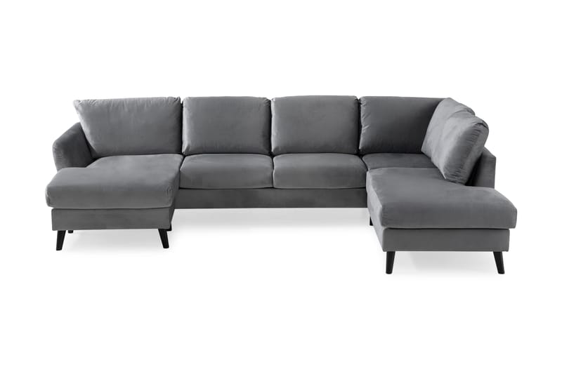 Trend U-sofa med Divan Venstre Fløyel - Lysegrå - Møbler - Sofaer - U-sofa