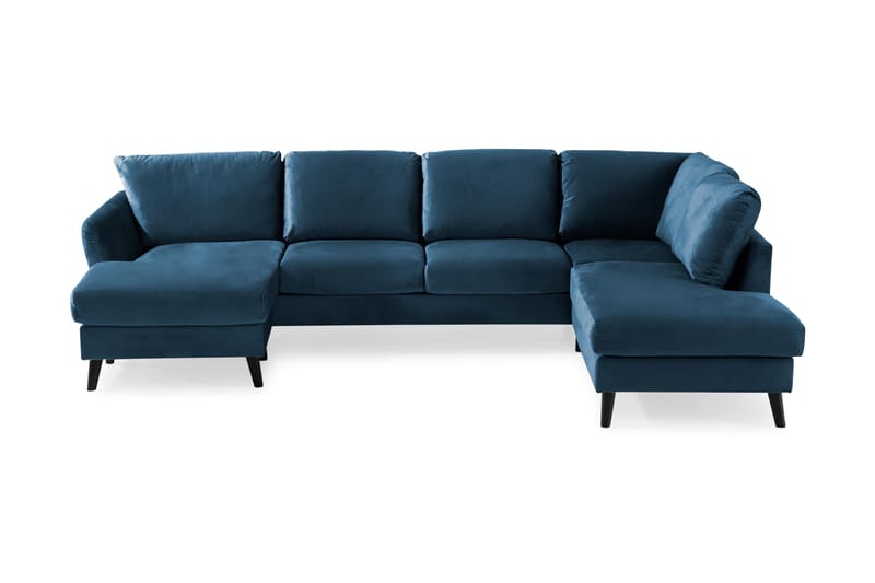 Trend U-sofa med Divan Venstre Fløyel - Midnattsblå - Møbler - Sofaer - Sofaer med sjeselong