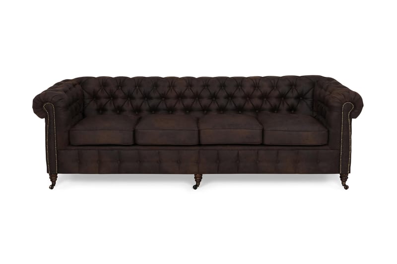 Chesterfield Deluxe 4-seter Sofa - Mørkebrun - Møbler - Sofaer - Fløyel sofaer