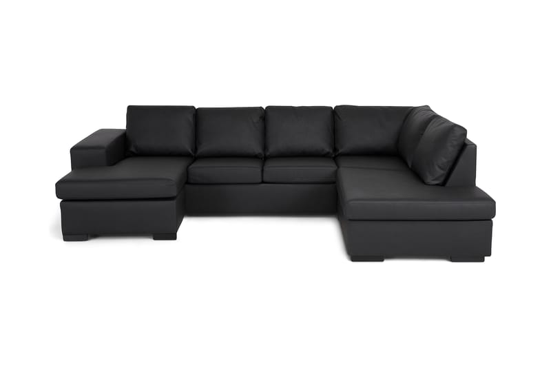 Memphis U-sofa med Divan Venstre Kunstlær - Svart - Møbler - Sofaer - Modulsofaer - Komplett modulsofa
