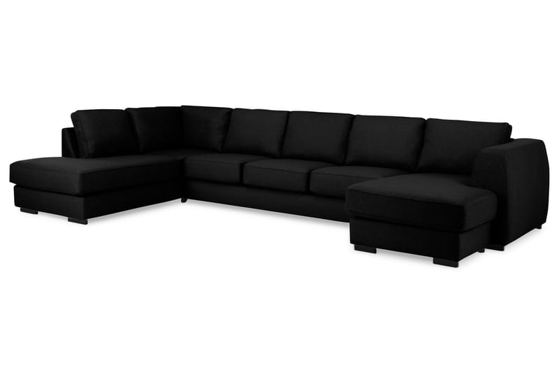 Optus U-sofa Large med Divan Høyre - Svart - Møbler - Sofaer - Skinnsofaer