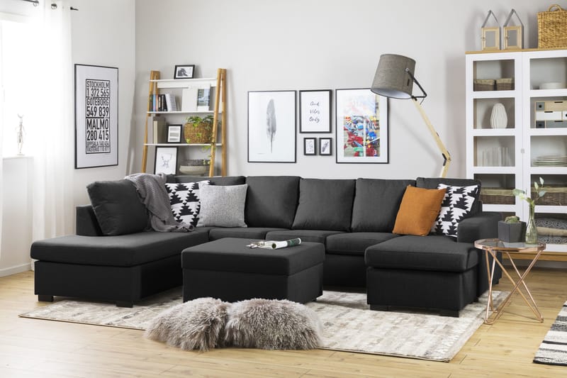 Crazy U-sofa XL Divan Høyre - Antrasitt - Møbler - Sofaer - Sofaer med sjeselong & U-sofaer
