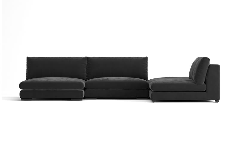 Noha L-sofa med Fotskammel Fløyel - Mørkgrå - Møbler - Sofaer - Sovesofaer - Futon - Futon sofa