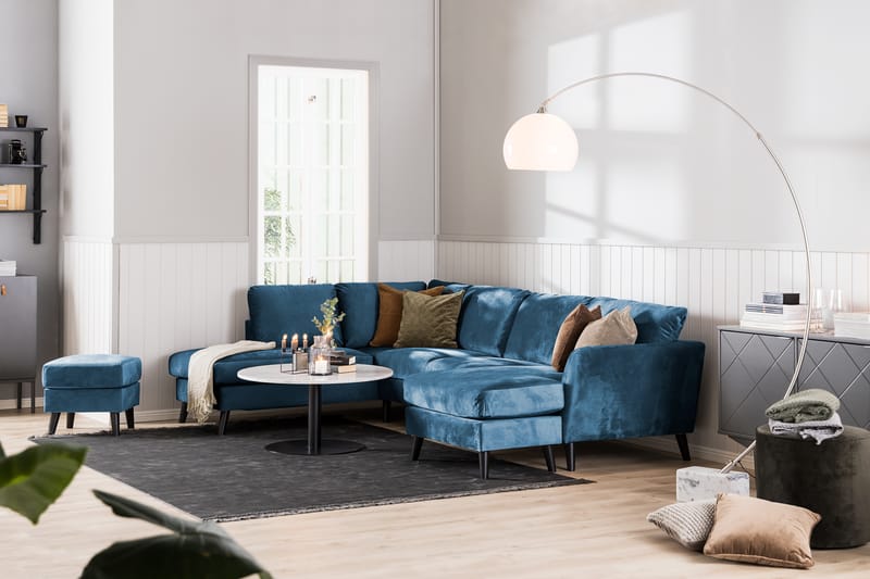 Trend Divansofa 3-seter Høyre Fløyel - Midnattsblå - Møbler - Sofaer - Sofaer med sjeselong
