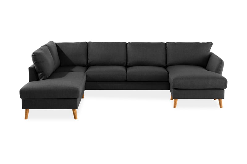 Trend U-sofa med Divan Høyre - Svart - Møbler - Sofaer - Sofaer med sjeselong & U-sofaer