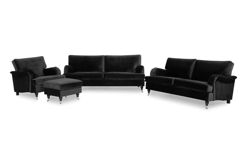 Howard Classic Sofagruppe 3,5-seter+3-seter+Lenestol+Fotskam - Svart - Møbler - Sofaer - Sofagrupper - Howard sofagruppe